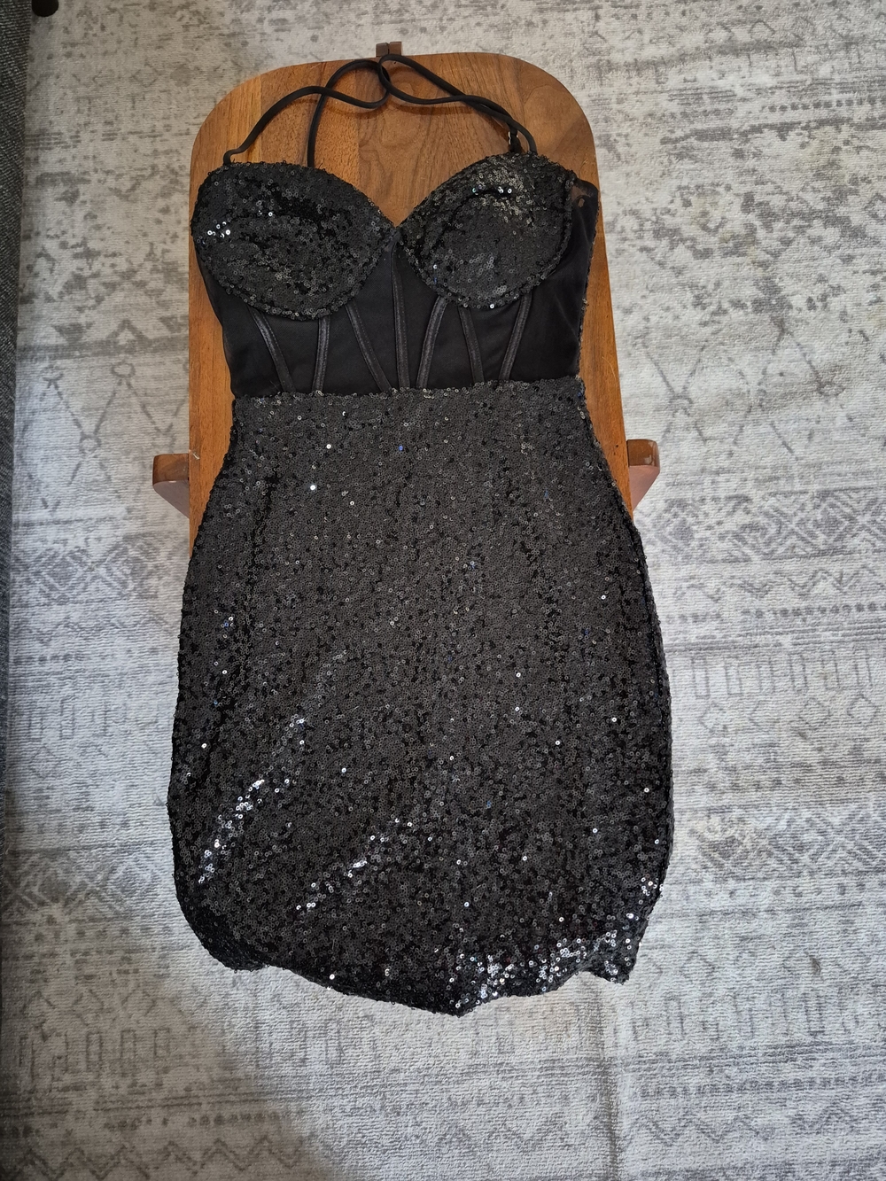 Windsor Black Sequin Bustier Mini Dress